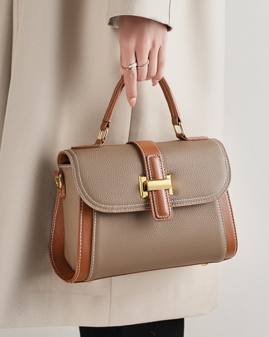 Top-grain cowhide bag, high-quality fashionable handbag, crossbody bag, niche light luxury shoulder bag, versatile genuine leather for women