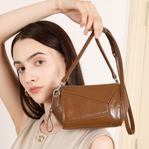 Vegetable-tanned cowhide stylish retro geometric patchwork, high-end, 2025 new genuine leather versatile fashion shoulder/crossbody bag for women