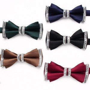 Silver diamond bow ties, men's diamond bow ties, stylish Korean-style bow ties for groomsmen and groomsmen, manufacturer.
