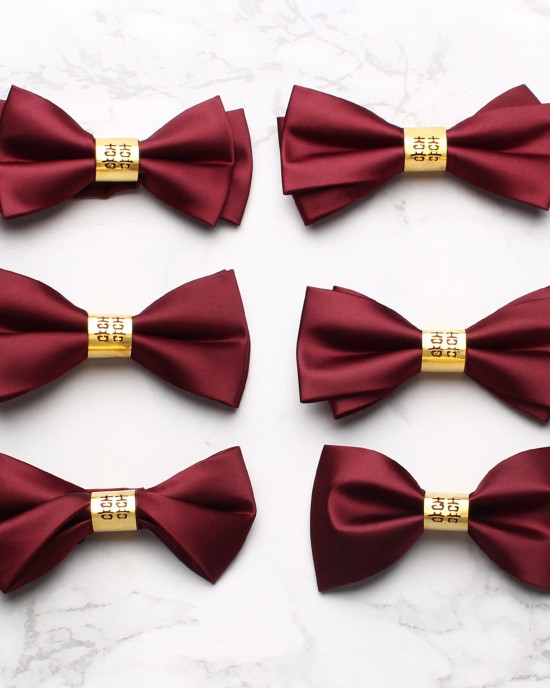 Red wedding tie with a "happiness" character, solid-color wedding bow ties for groomsmen, formal wedding bow ties, bow tie ties for suits