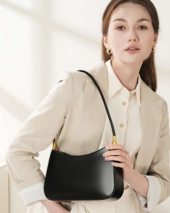 Spring/Summer new niche design genuine leather commuter baguette bag 2025 Spring/Summer French-style underarm bag single shoulder vintage women's bag