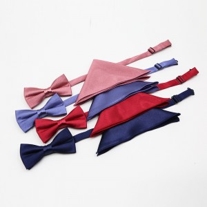 Men's party business casual formal accessories, two-piece bow tie pocket square set, wholesale tie manufacturers in Shengzhou