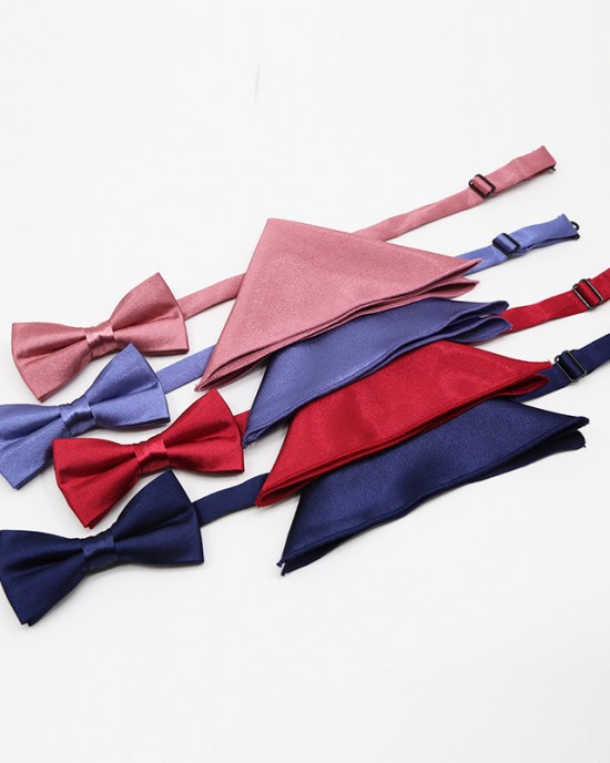 Men's party business casual formal accessories, two-piece bow tie pocket square set, wholesale tie manufacturers in Shengzhou