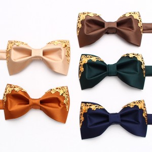 Leier men's stylish bow ties, trendy shirts, suits, banquets, and wedding accessories, including bow ties with gold embellishments.