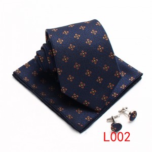 Leier floral polyester three-piece suits, gentleman's fashionable and casual men's ties, handkerchiefs, and cufflinks.