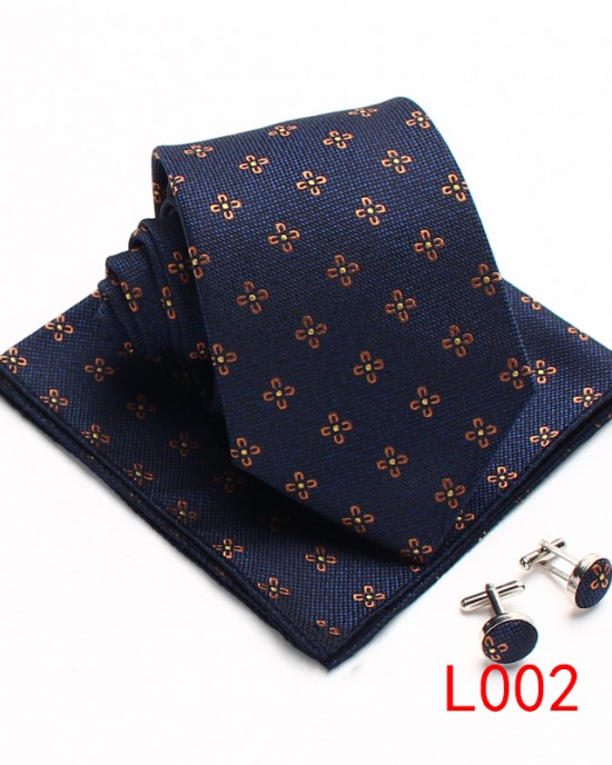 Leier floral polyester three-piece suits, gentleman's fashionable and casual men's ties, handkerchiefs, and cufflinks.