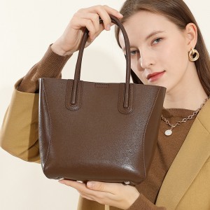 2025 new genuine leather women's bag, simple, artistic, retro, tree paste leather bucket bag, versatile shoulder and crossbody bag