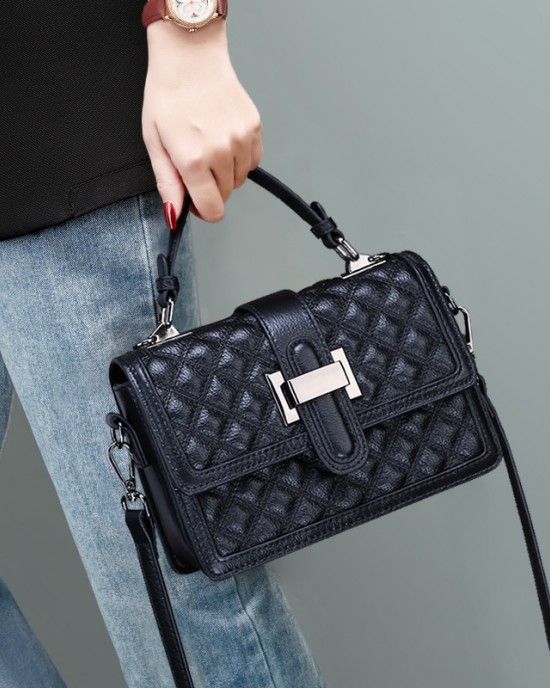 2025 new style women's bag, fashionable genuine leather box bag, light luxury crossbody bag, small handbag