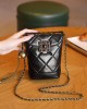 Fashionable genuine leather chain phone bag, Chanel 2025 new diamond-cut gemstone small gold ball shoulder and crossbody calfskin bag