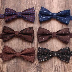 New men's bow ties, stylish boxer-style business casual polyester bow ties, manufacturer, and wholesale men's striped bow ties.