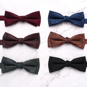 Manufacturer's ready-to-stock business wedding bow ties, men's suit polyester bow ties, distinctive double-layered textured casual bow ties, wholesale.
