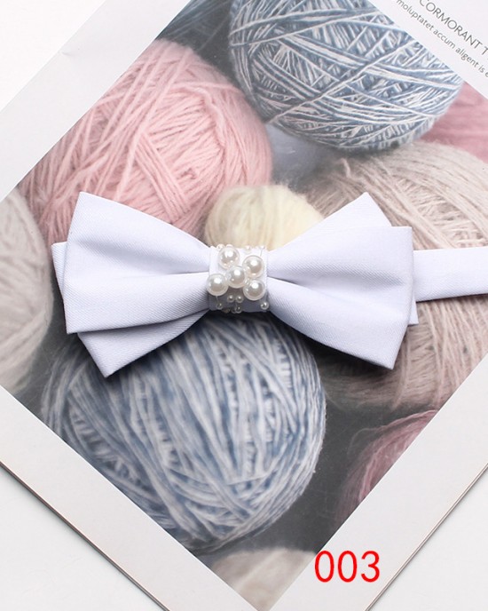 2025 New Korean-Style Polyester Diamond-Encrusted Women's Bow Ties, Banquet Hosting Performance Bow Ties, Imitation Linen Bow Tie Accessories