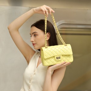 Cross-border exclusive women's bag, new diamond-patterned chain bag, top-grain leather, Chanel-style, light luxury, high-end shoulder crossbody bag