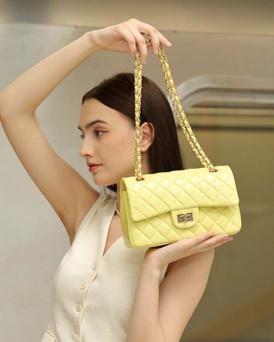 Cross-border exclusive women's bag, new diamond-patterned chain bag, top-grain leather, Chanel-style, light luxury, high-end shoulder crossbody bag