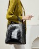 2025 New Style Genuine Leather Large-Capacity Tote Bags, Fashionable Textured Single-Shoulder Underarm Bags, Trendy Commuter Woven Bags