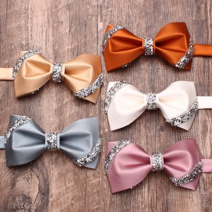Men's fashionable and trendy shirts, suits, banquets, wedding accessories, solid color diamond-embellished bow ties, wholesaler