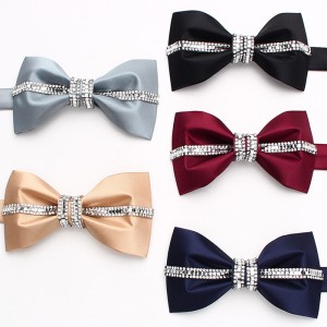Lei'er silver bow tie, men's diamond bow tie Manufacturer of stylish Korean-style bow ties for groomsmen and groomsmen.