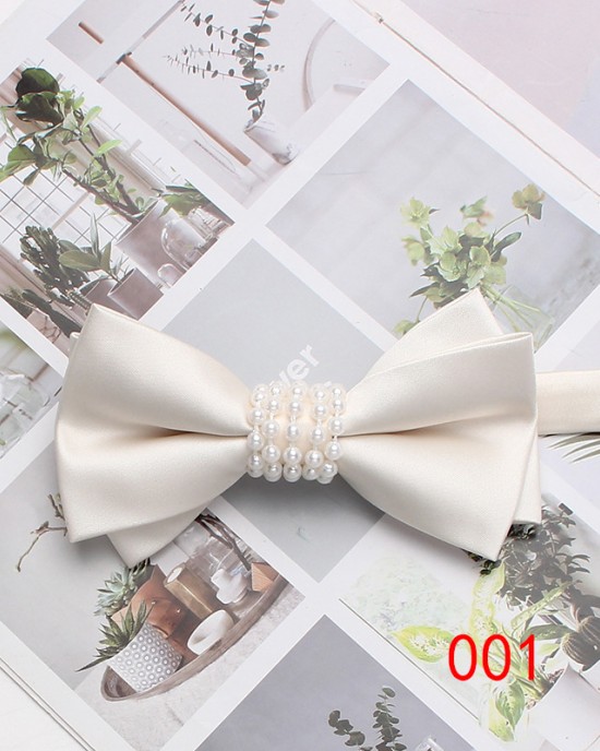 Lei'er solid color pearl bow tie, men's casual fashion, creative pearl personalized bow tie, new bow tie manufacturer, in stock