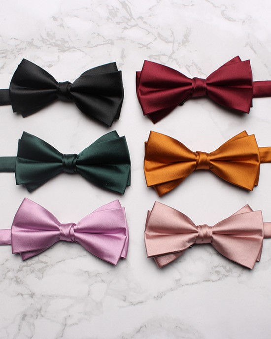 Factory direct solid-color bow ties for men.