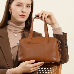 Cross-border genuine leather women's handbag, retro and elegant Boston bag, vegetable tanned cowhide shoulder bag, women's crossbody bag