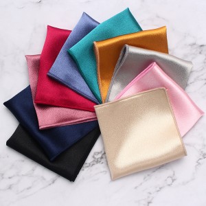 Solid British-style polyester glossy pocket square for men's suits, banquets, weddings, and formal dresses, chest scarfs and handkerchiefs.