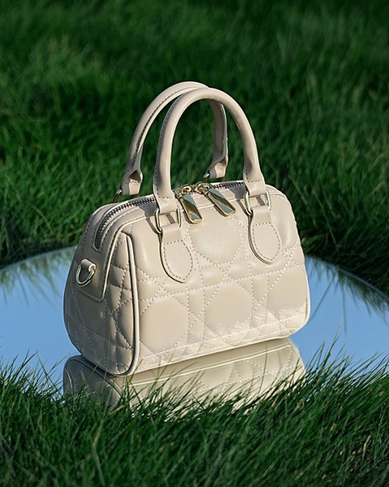 Genuine Leather Diamond-Quartz Boston Bag, 2025 New, Fashionable, Versatile, High-End Diamond-Quartz Handbag, Shoulder Bag, Crossbody Bag