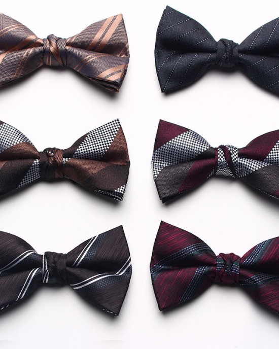 New Yarn-Dyed Jacquard Men's Bow Ties, Business Fashion Polyester Silk Groom & Groomsmen Wedding Bow Ties, Wholesale & In Stock