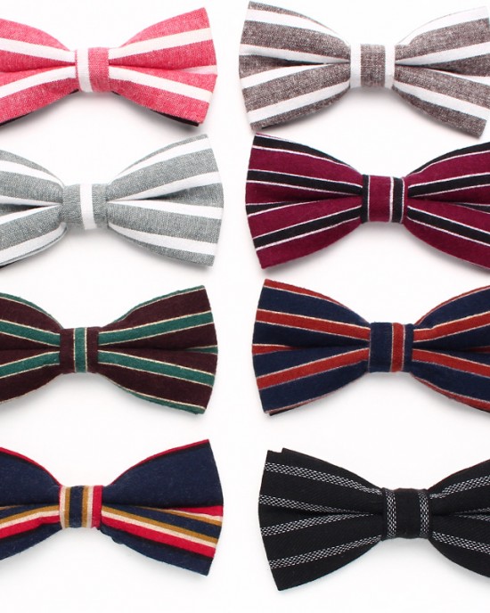 Leier striped cotton bow ties, simple and stylish bow ties, men's casual bow ties, bow flowers, manufacturer