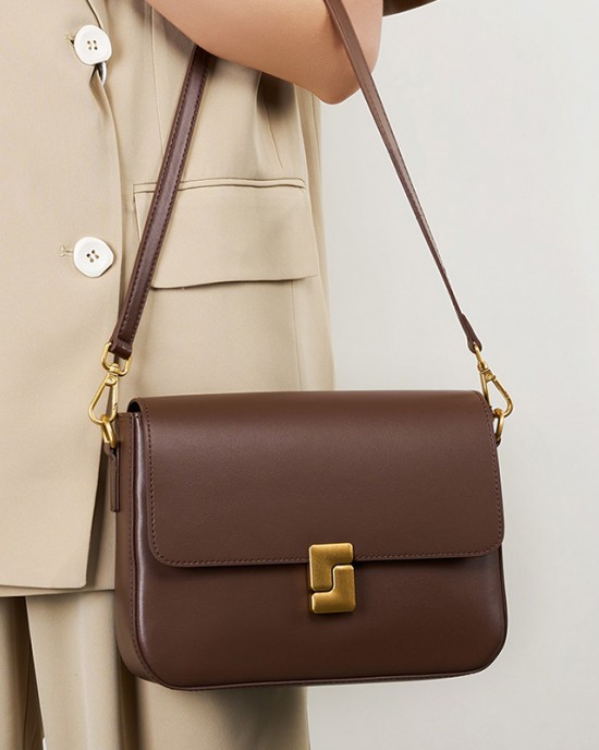 2025 new spring/summer genuine leather bag, women's commuting shoulder bag, small square cowhide bag