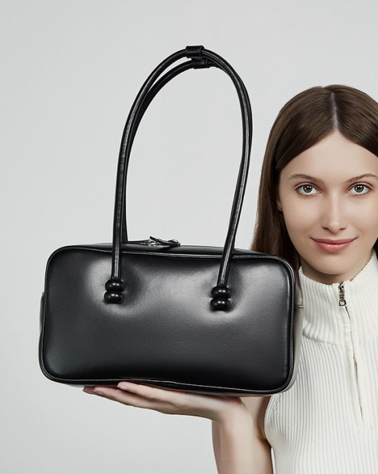 Genuine Leather Underarm Bag 2025 New Large Capacity Boston Women's Single Shoulder Bag Bowling Bag Golf bags