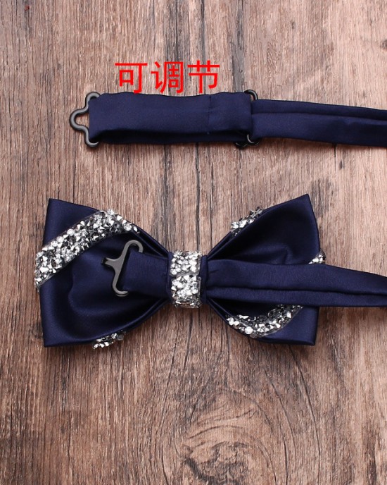 Men's fashionable and trendy shirts, suits, banquets, wedding accessories, solid color diamond-embellished bow ties, wholesaler