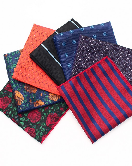 Fashionable jacquard pocket squares, striped squares, party, casual formal dress squares, and small squares available.