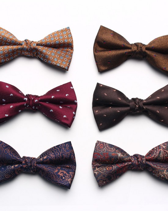 New Yarn-Dyed Jacquard Men's Bow Ties, Business Fashion Polyester Silk Groom & Groomsmen Wedding Bow Ties, Wholesale & In Stock