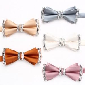 Silver diamond bow ties, men's diamond bow ties, stylish Korean-style bow ties for groomsmen and groomsmen, manufacturer.