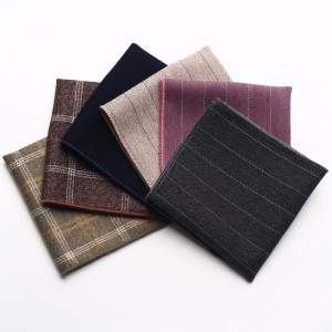 New men's suit pocket squares, striped retro and fashionable wool blend handkerchiefs, manufacturers in stock and wholesale