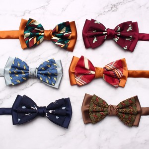 New double-stitched men's bow ties, trendy yarn-dyed jacquard suit accessories, and vintage bow ties, available for wholesale