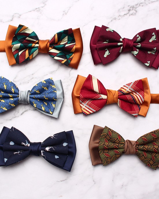 New double-stitched men's bow ties, trendy yarn-dyed jacquard suit accessories, and vintage bow ties, available for wholesale