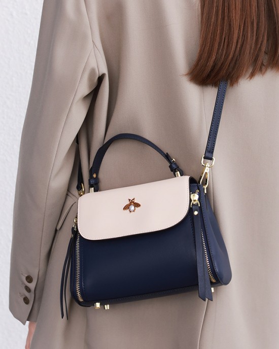 New Chinese-style beaded chain crossbody bag, 2025 new style, vintage waxed leather pleated bag, handbag