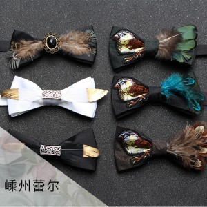 White men's bow ties, groomsmen wedding, black business bow ties, personalized diamond-studded, pearl-feathered bow ties.
