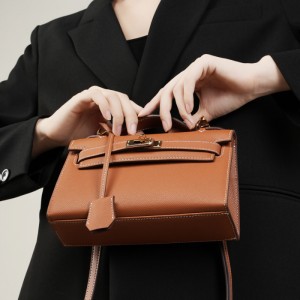 Spring and summer genuine leather Kelly bags, palm print mini, genuine leather chain bags, mini shoulder bags.