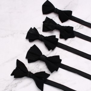 Men's black bow ties in stock, business-chic, retro, double-layered bow ties for shirts and suits, banquet accessories, bow tie manufacturers