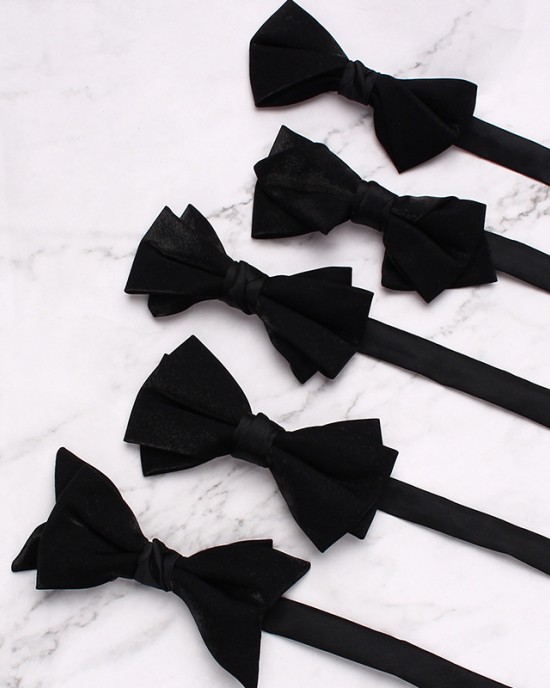 Men's black bow ties in stock, business-chic, retro, double-layered bow ties for shirts and suits, banquet accessories, bow tie manufacturers