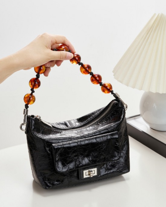 Fashionable women's bag, 2025 new style, popular top-grain cowhide commuter, simple and versatile shoulder bag with large capacity